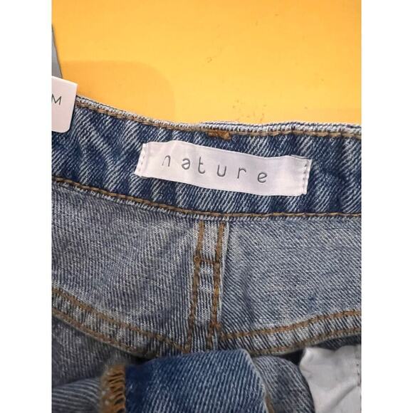 Nature Denim High Rise Distressed Ripped Blue Jean Cut Off Shorts Size M NWT - Picture 3 of 8
